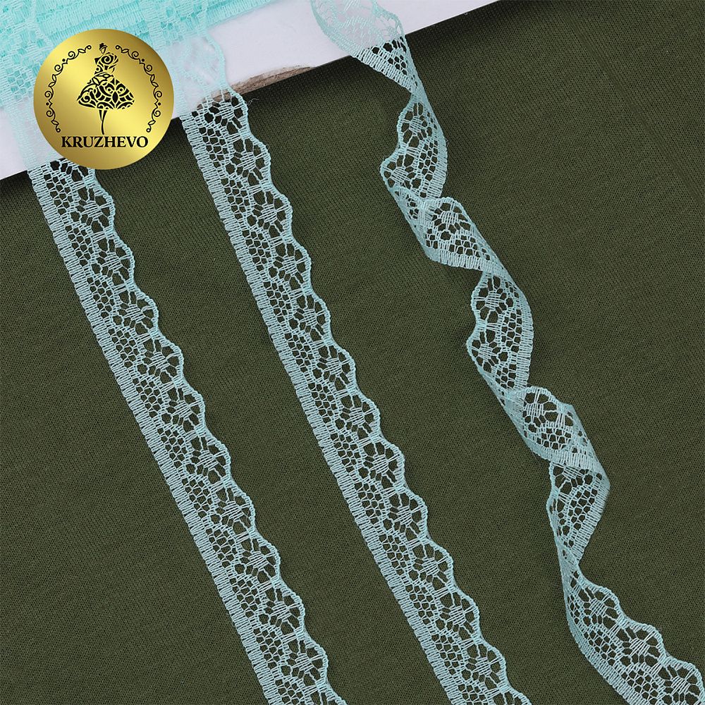 Кружево отделочное в стиле "трикотаж" 12 мм диз. 276, цв.08 мята, уп. 27,4 м