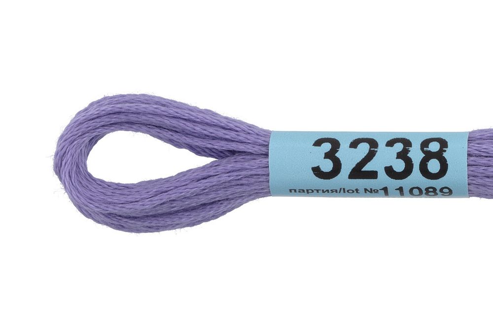 Мулине Gamma 100% хлопок, цв.3238 сиреневый, 24 мотка по 8 метров