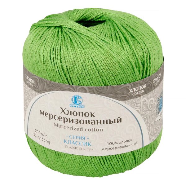 Пряжа Камтекс Хлопок мерсеризованный / уп.10 мот. по 50 г, 200 м, цв.027 лимон незрел.