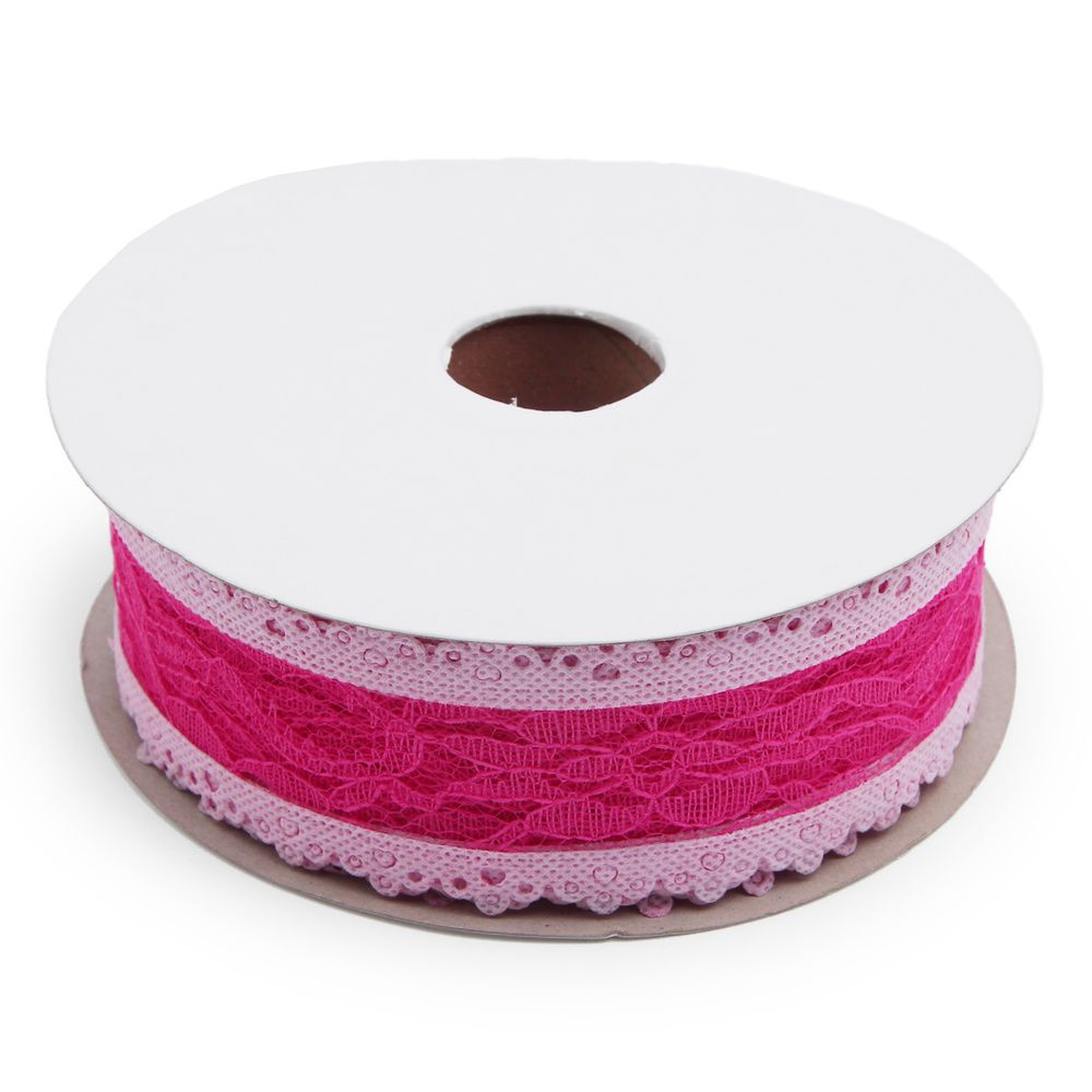 Тесьма отделочная ажурная 50 мм, 25 м, (03 розовый/ярко-розовый)
