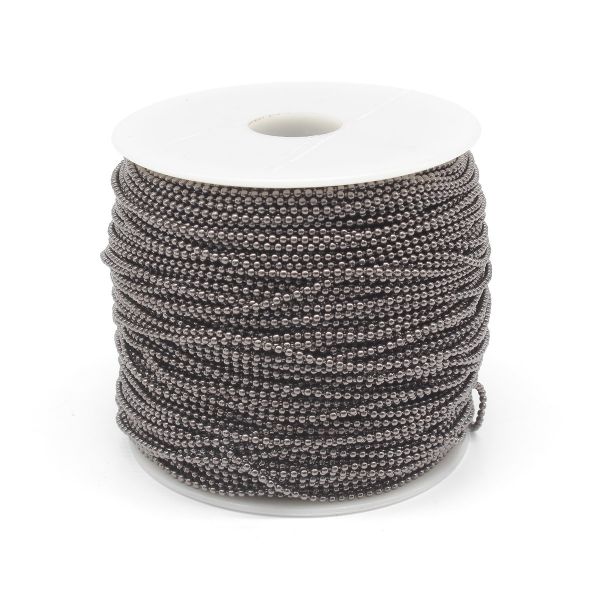 Цепочка шариковая, металл 1,2 мм / 91,4 м, черное серебро