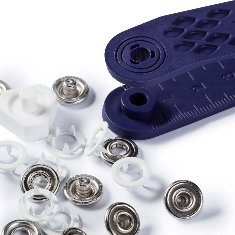 Кнопка рубашечная (джерси) открытая ⌀10.0 мм, 10 шт, латунь, зубчатое кольцо, белый, Prym