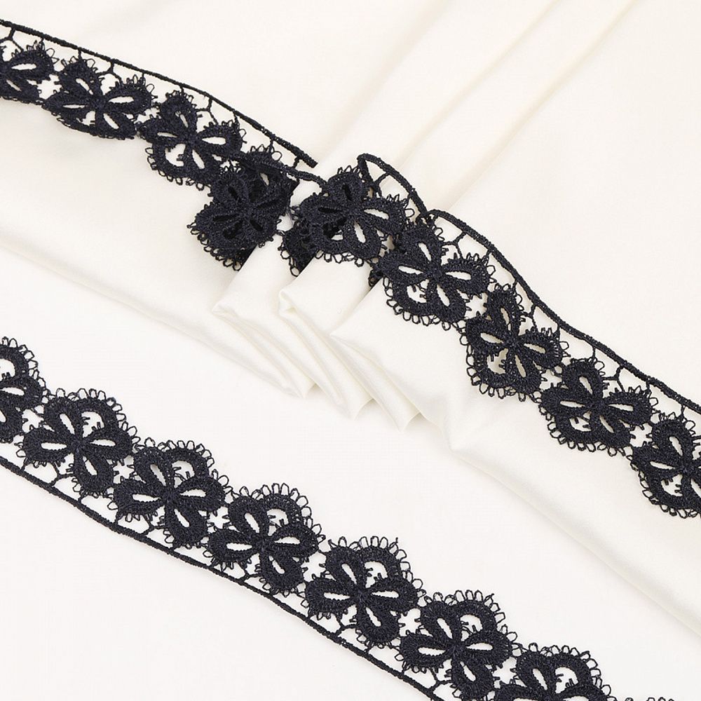 Кружево гипюр (плетёное) 30 мм, диз. 128, цв.7 т.синий, уп. 9 м, Kruzhevo