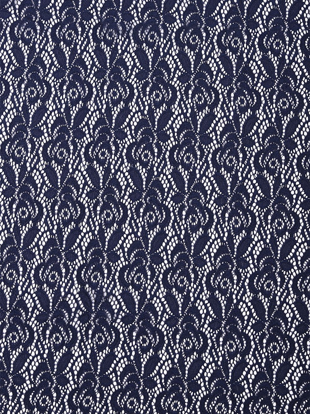 Ткань кружевная гипюр стрейч 160 г/м², ш.150см, арт.SZ031636 цв.142 темно-синий, уп.25м