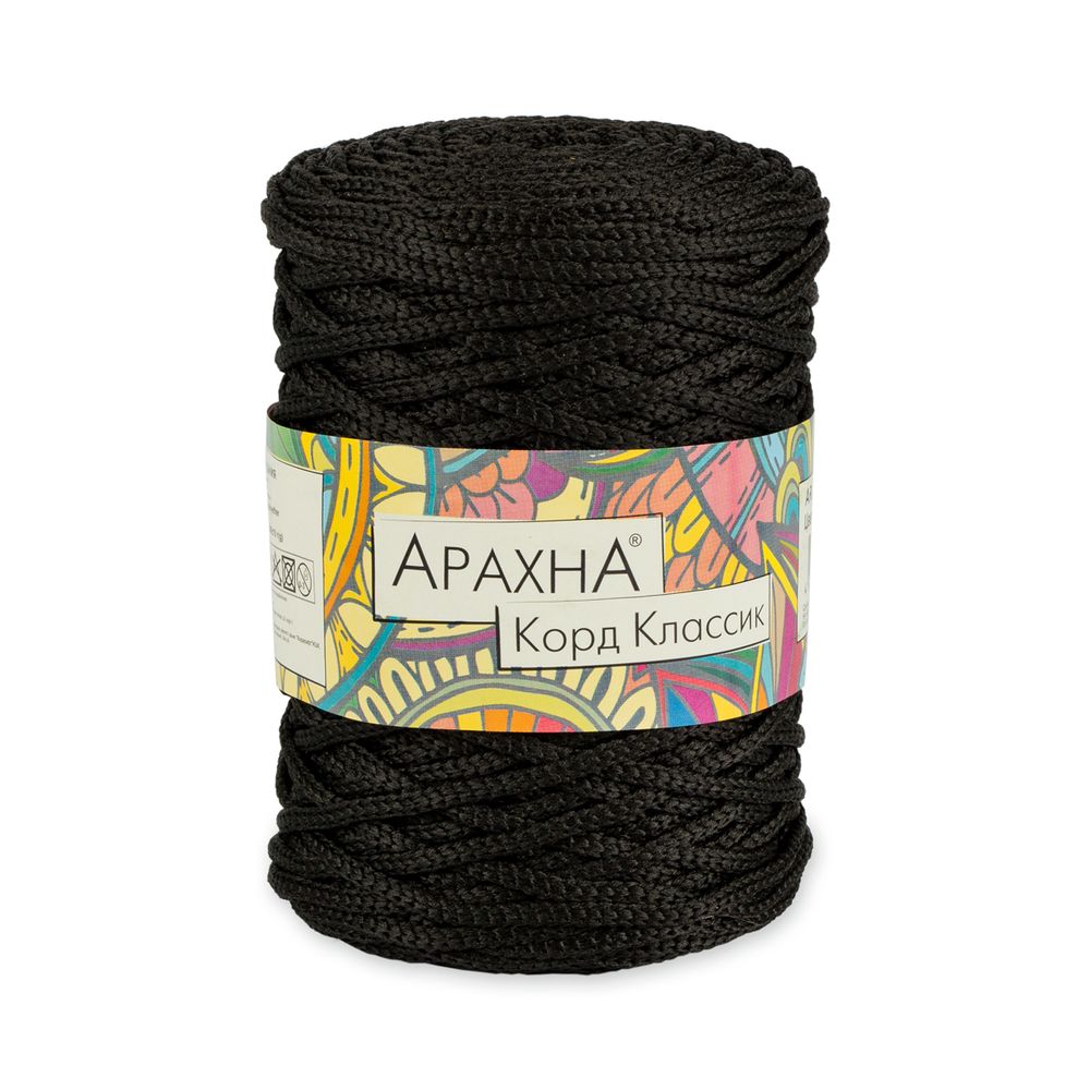 Пряжа Arachna Cord Classic / уп.3 мот. по 200г, 100м, 02 черный