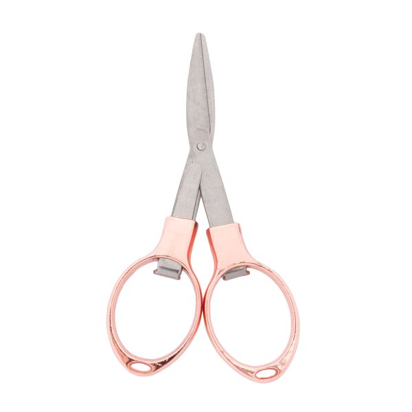 Ножницы складные 10 см, металл, серебро / розовое золото, KnitPro, 11286