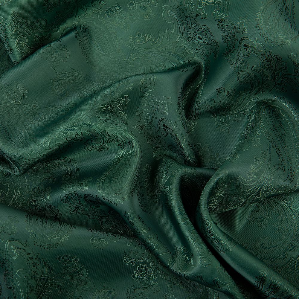 Ткань подкладочная (таффета) с рисунком 96 г/м², 100х145 см, 140 зеленый (растительный орнамент), Gamma JTR