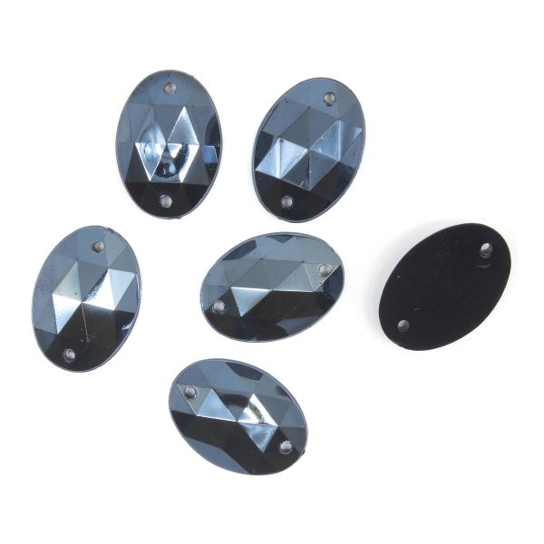 Стразы пришивные, акриловые, 13х18 мм, 6 штук (овальные) Astra&Craft (36 графит)
