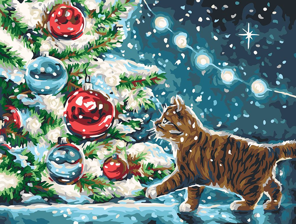 Картина по номерам Фрея, Пушистый подарок, 40х30 см