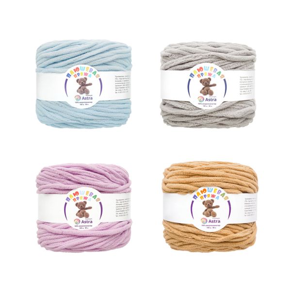 Пряжа Astra Premium (Астра Премиум) Плюшевая / уп.4 по 100 г, 80 м, ассорти 5