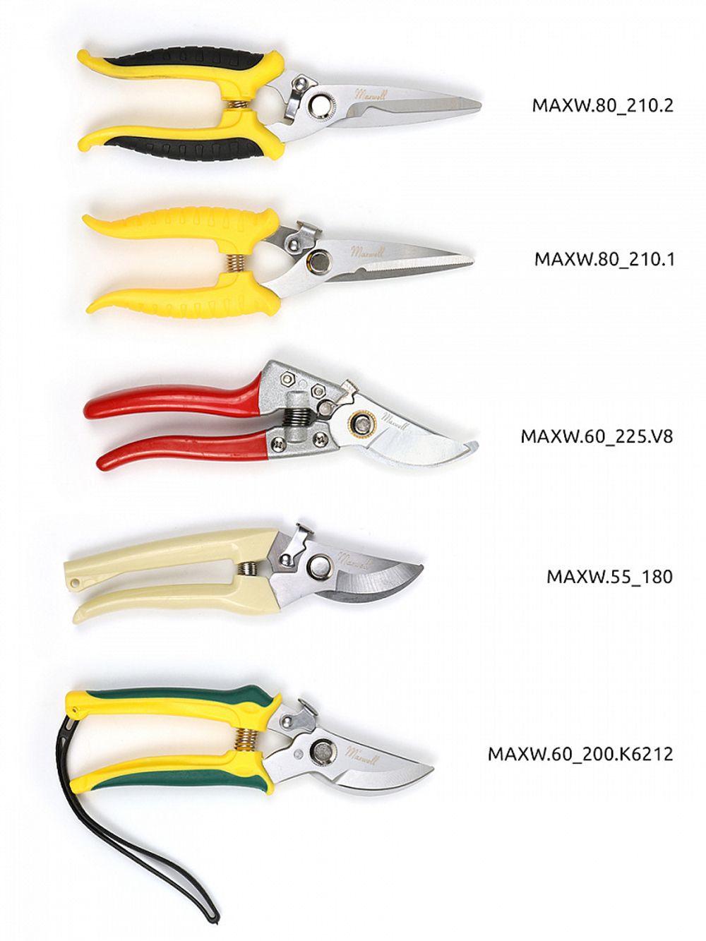 Секатор изогнутое лезвие 60/225 V8 ручки красный металл, Maxwell Garden