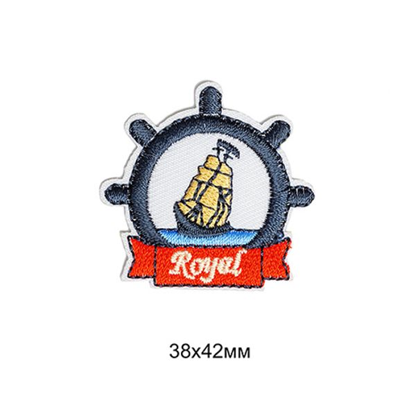 Термоаппликация вышитая Штурвал 10 шт 3,8х4,2 см