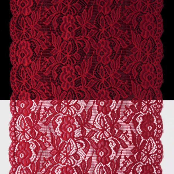 Кружево бельевое эластичное 300 мм / 13.72 м, цв. C520 т.красный
