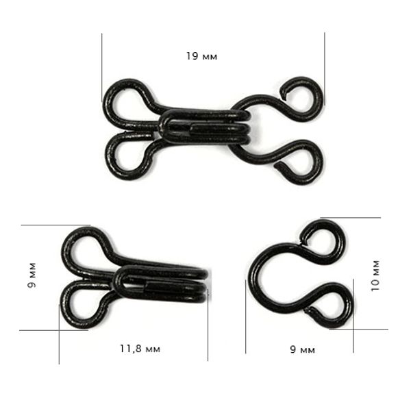 Крючки пришивные 17х9 мм, №3, ТВ-НЕ-А, цв. никель черный уп. 600 шт