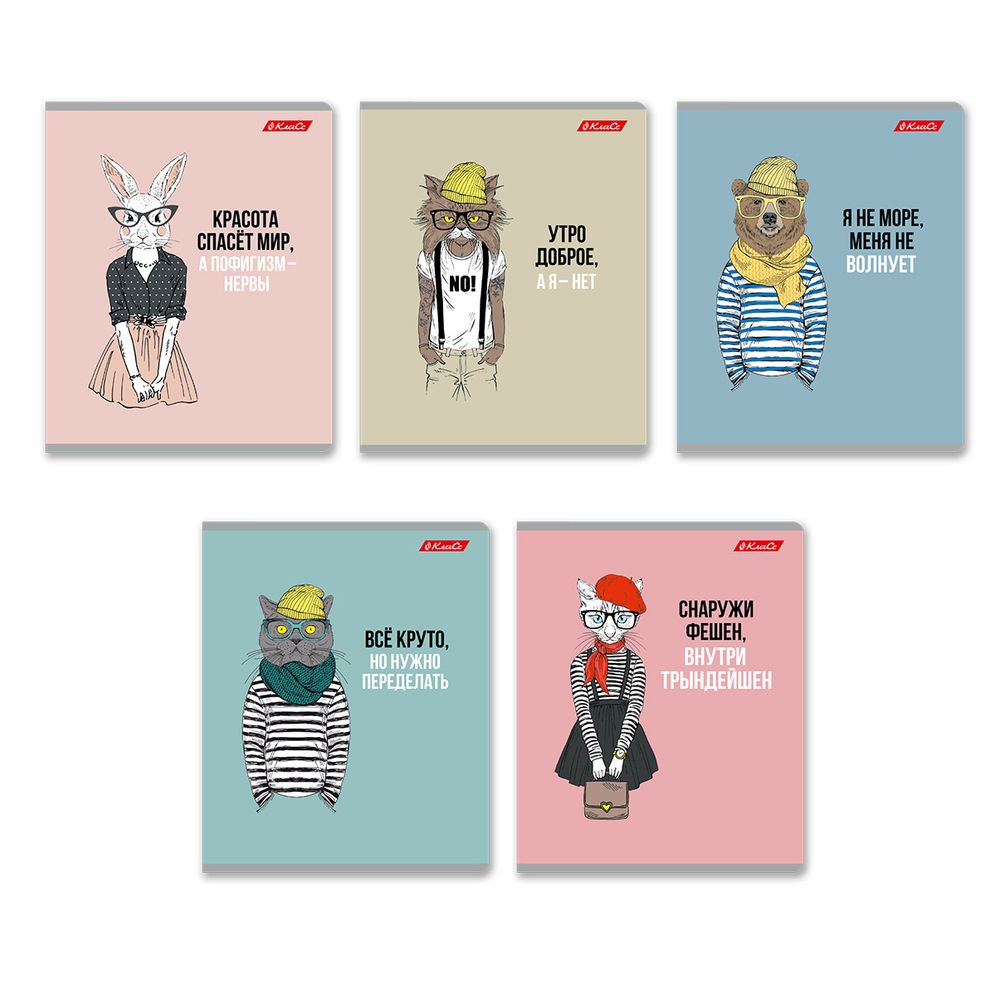 Тетрадь ученическая общая, A5+ 48 л. на скобе 65 г/м², белизна 100%, 10 шт, линия в термоусадочной пленке, 000764 Модный приговор, Светоч 48ТЕТл-001