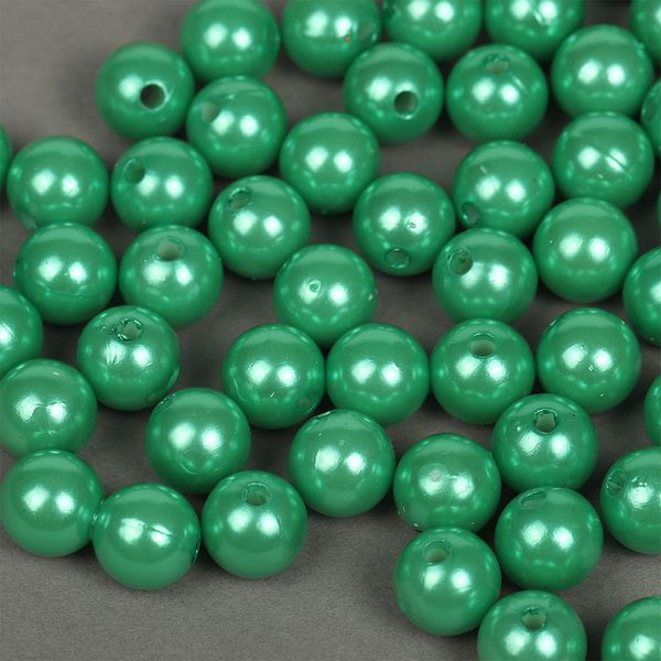 Бусины пластик (перламутр) ⌀12 мм, цв.035 изумруд, уп.500г (530 шт), Magic4Hobby
