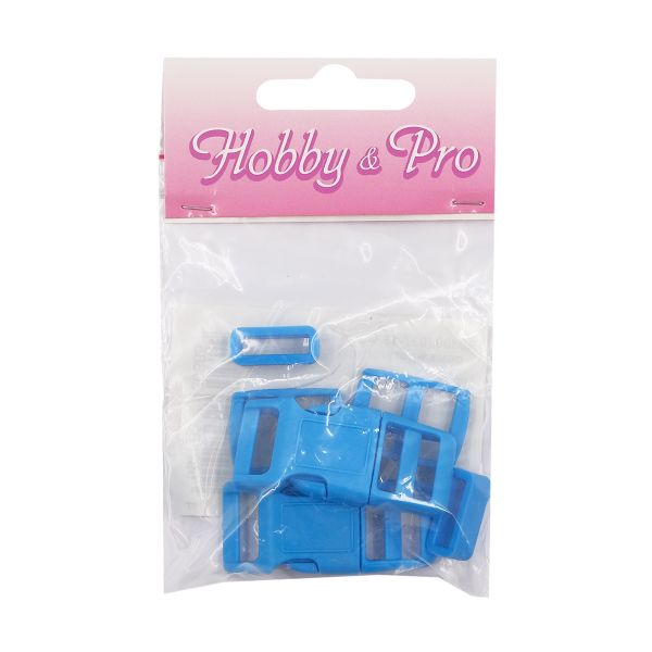 Фастекс (пряжка трезубец), рамка и рамка-регулятор 15мм, пластик, (2 компл.) Hobby&Pro, голубой, A03001037-15