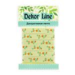 Лента репсовая (в рубчик) Веточки, 10 мм, 3м, зеленый