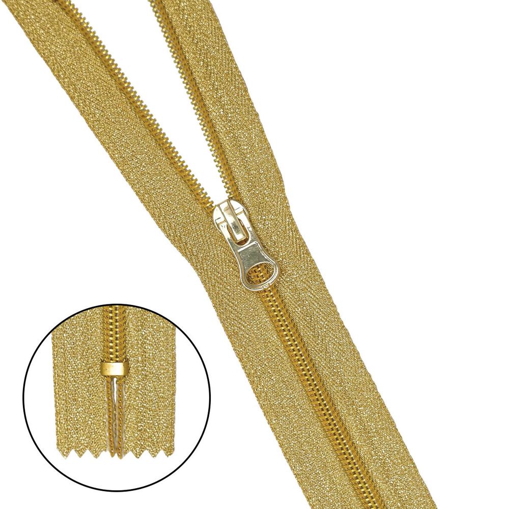 Молния спираль (витая) Т5 (5 мм) 1 зам., н/раз., 18 см, золото, 10 шт