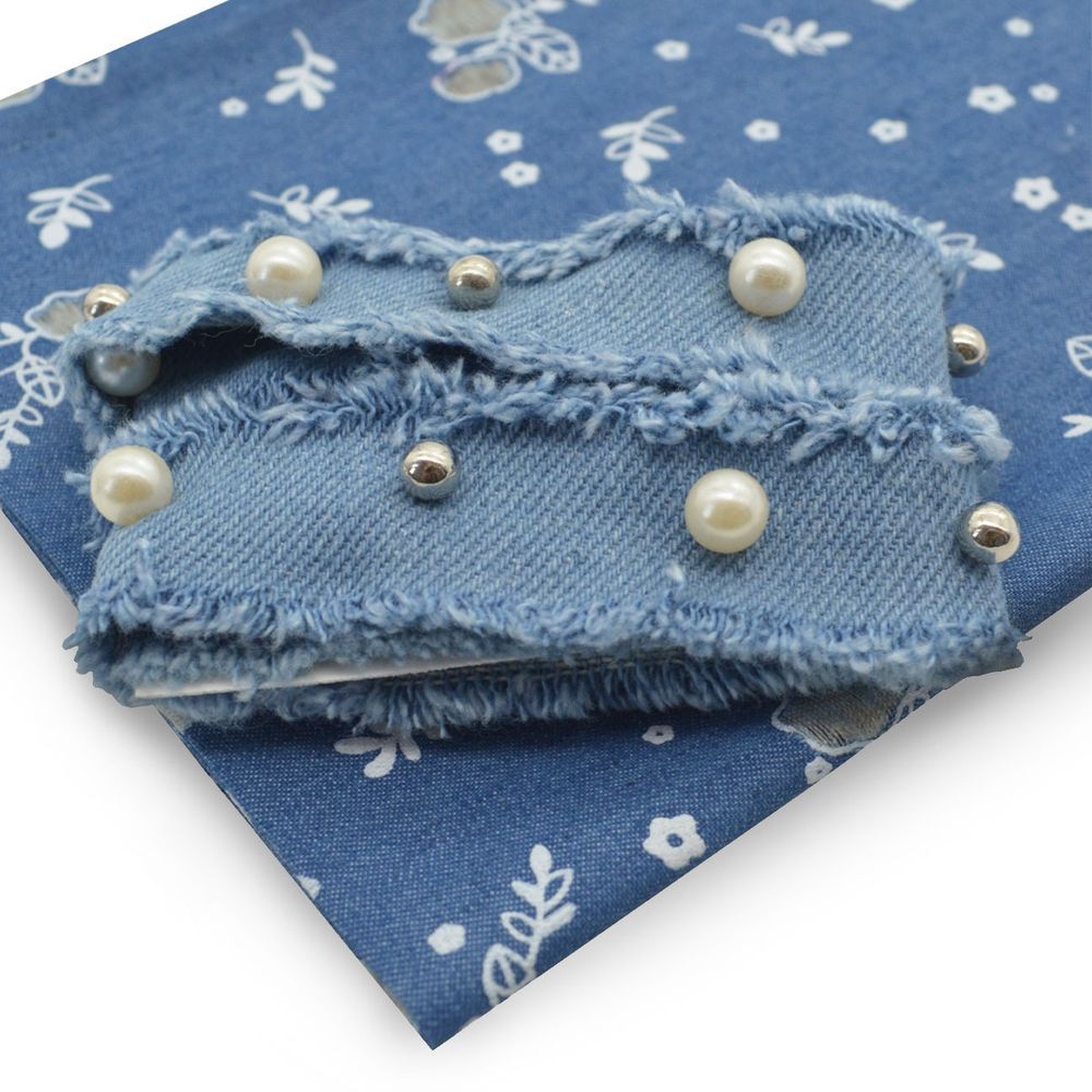 Ткань для рукоделия в наборе джинсовая с тесьмой (25996/25348: 48*50см/ 0,7м), цв. синий 29391