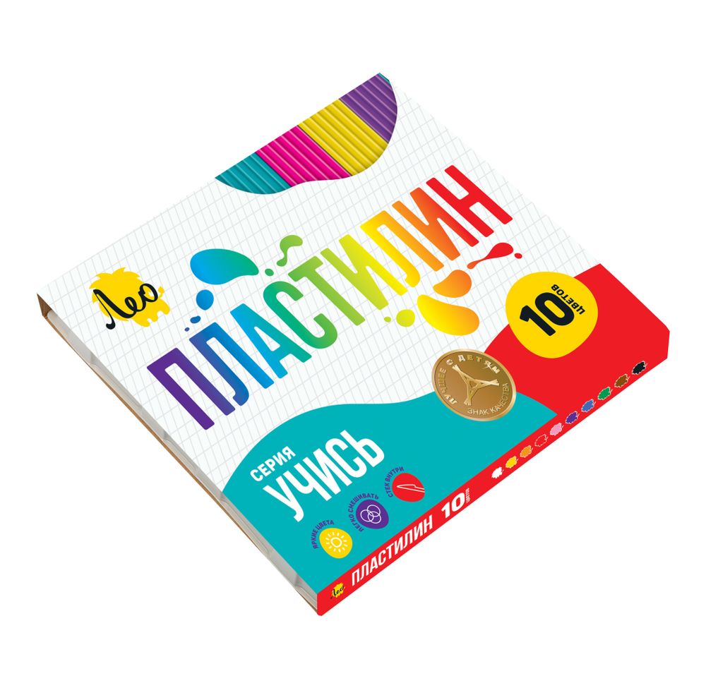 Пластилин классический 200 г, 10 цв, Лео LNMC-0110