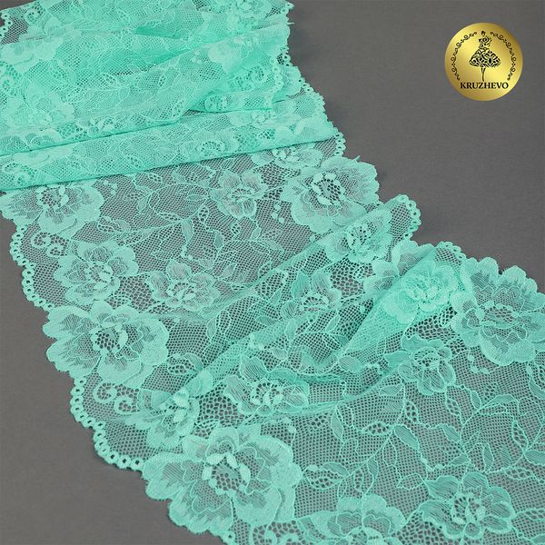 Кружево бельевое эластичное 190 мм / 10 м, 24, цв.мята, Kruzhevo