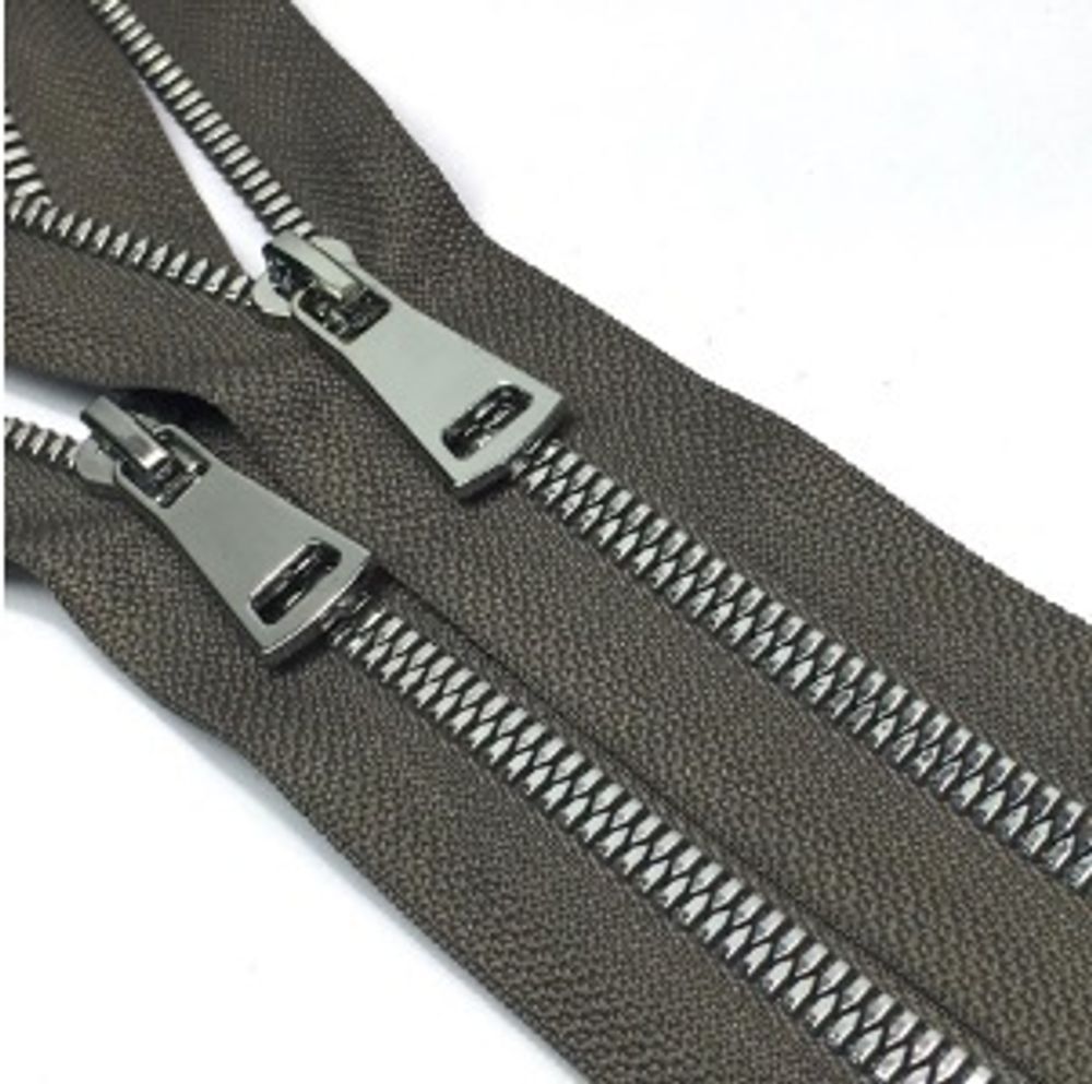 Молния трактор Т5 (5 мм) 2 зам., разъем., 85 см, никель, цв. D034 серый кварц, Mzipp Premium, 1 шт