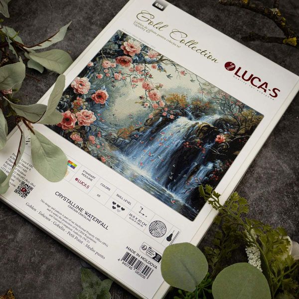 Набор для вышивания нитками Luca-S G708, гобелен Кристаллический водопад, 26,5х20см,Luca-S