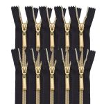 Молния спираль (витая) Т7 (7 мм) 1 зам., н/раз., 18 см, св.зол. / черн, 10 шт