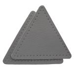 Заплатки пришивные из кожи, треугольник равносторонний 8см с перфорацией, 2 шт, 100% кожа, 07 серый, 9126