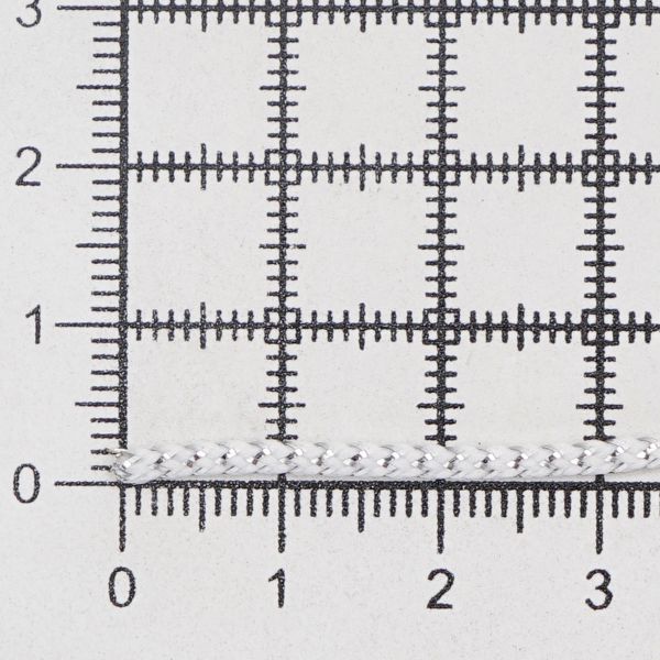 Шнур отделочный ⌀2.0 мм / 30 метров, с метанитом, белый/серебро