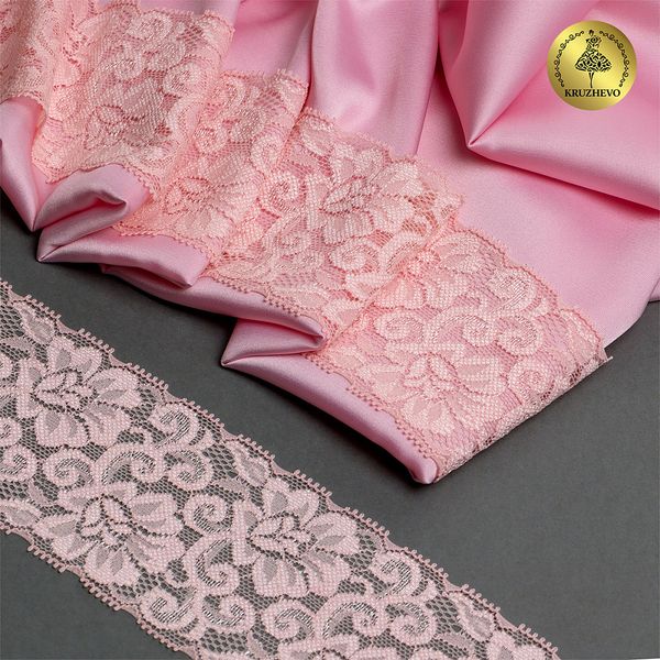 Кружево эластичное (стрейч) 65 мм, 266, цв.S851 св.розовый уп. 25 м, Kruzhevo
