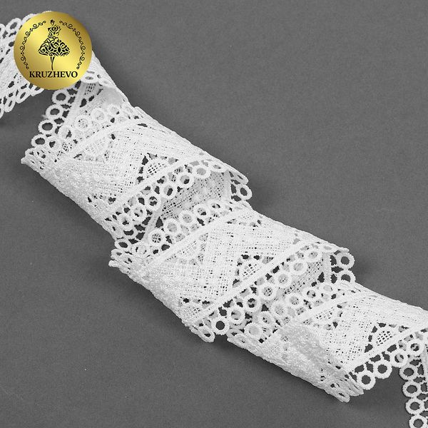 Кружево гипюр (плетёное) 40 мм, матовая нить TBY.0870, цв.белый уп.13.71м, Kruzhevo