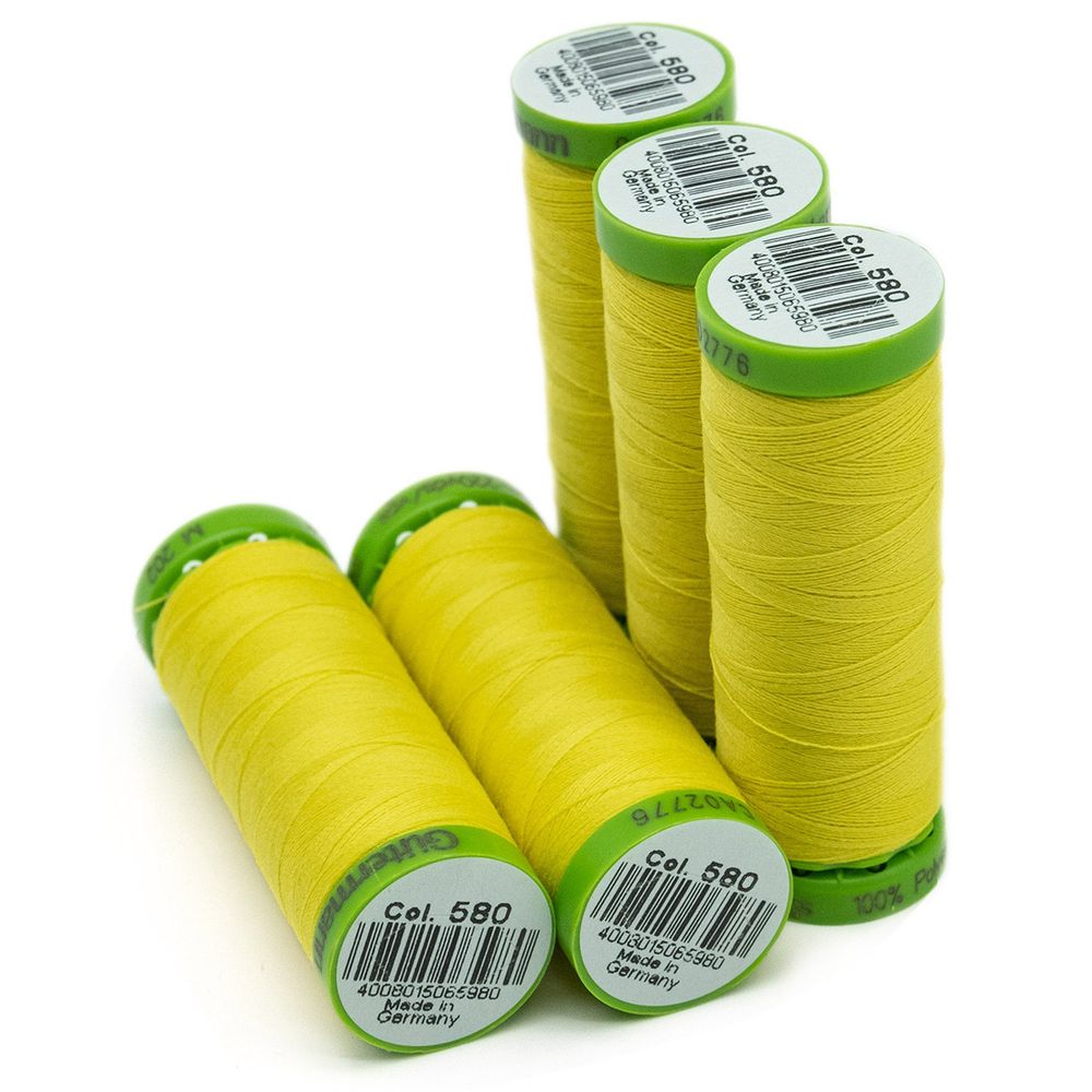 Нитки для тонких тканей Gutermann Extra Fine 150, 200м, 580 грушево-зеленый, 5 катушек