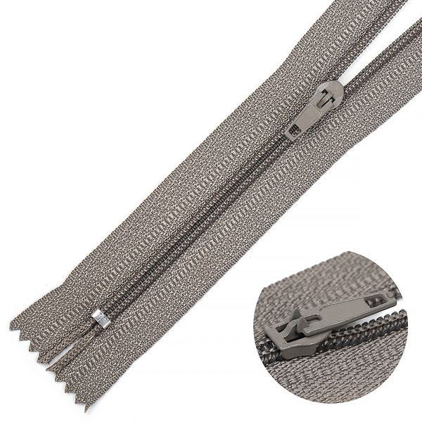 Молния спираль (витая) брючная Т4 (4 мм) 1 зам., н/раз., 20 см, п/автомат, цв.S323 беж-серый уп.100 шт