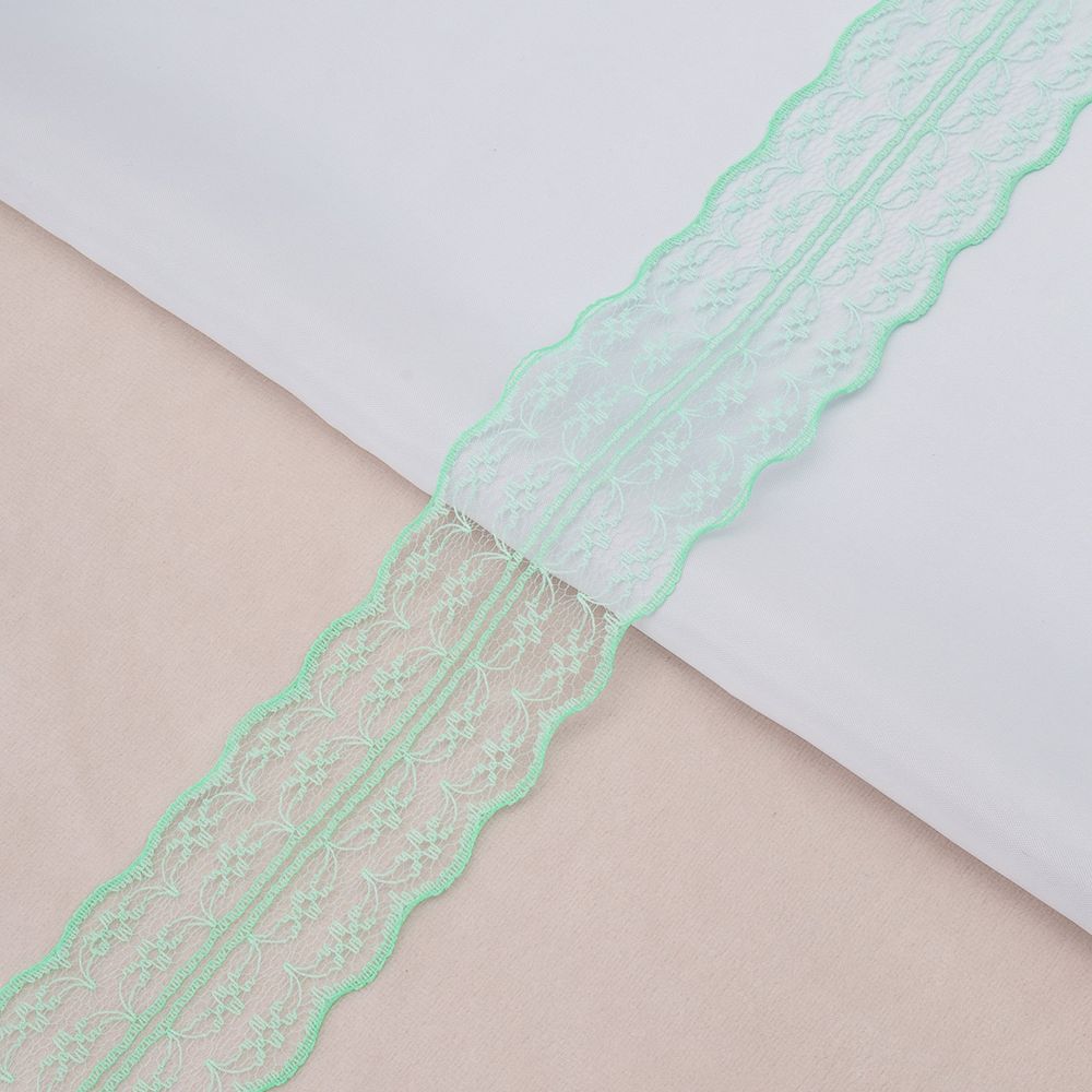 Кружево на сетке 45 мм / 3 метра ±4 см, мятный, 3AR3730
