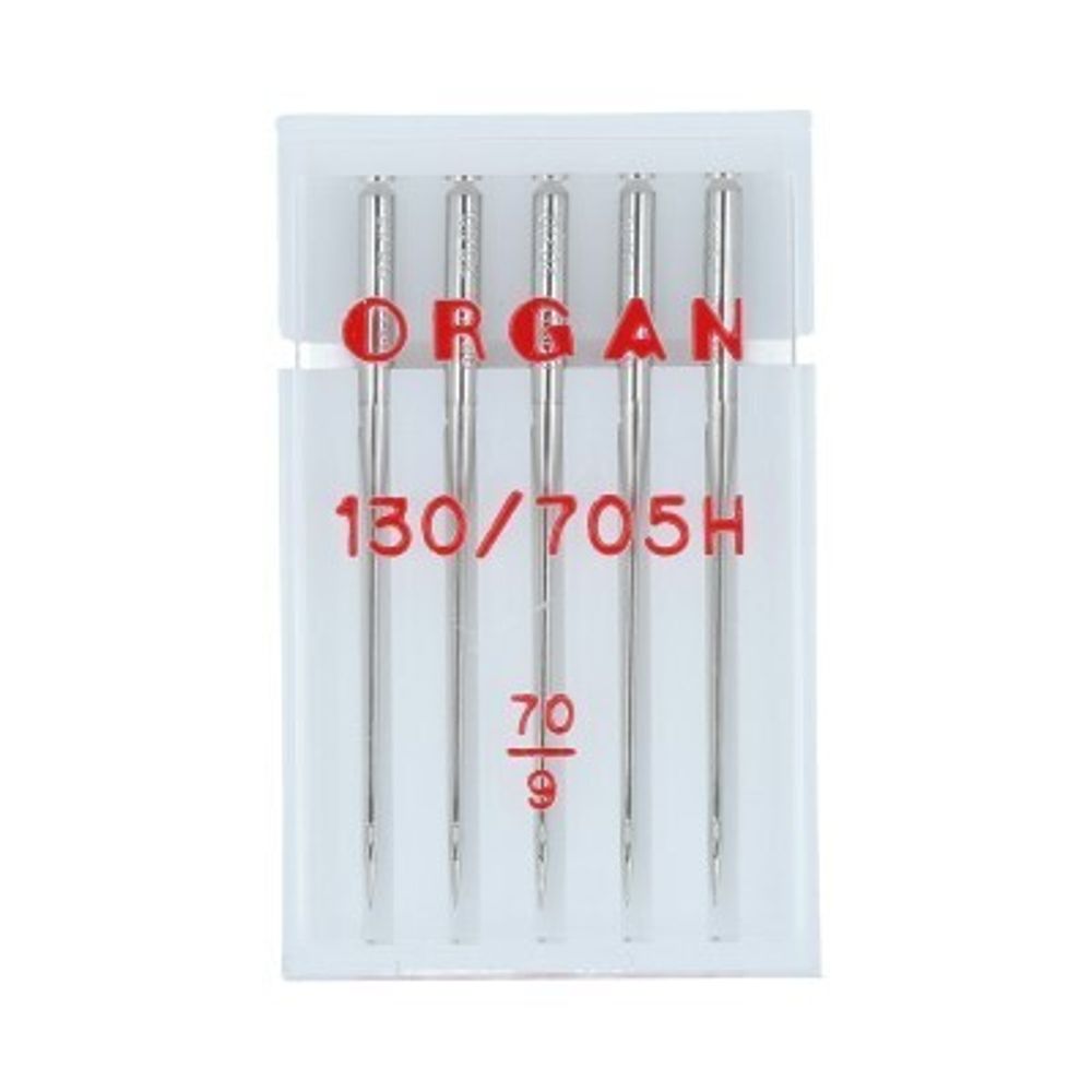 Иглы для швейных машин базовые универсальные 130/705 H, №70, 5 игл, в пенале 5105070 70, ORGAN