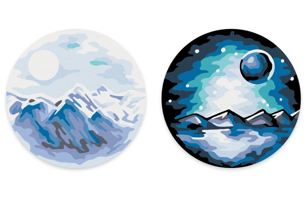 Картина по номерам Фрея PNBM-027, Горные вершины, (на магните) 9х9 см