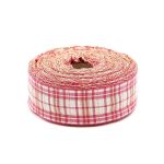 Лента Шотландка с люрексом 30 / 25м (малиновый/белый), С3301Г17