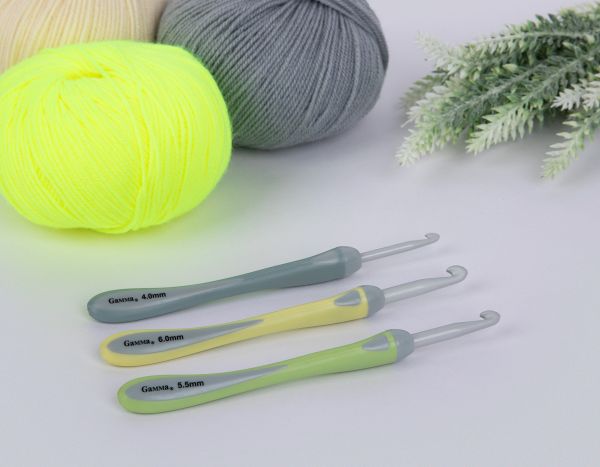 Крючок для вязания с прорезиненной ручкой ⌀6.0 мм, 14.5 см, алюминий c покрытием, Gamma RHT