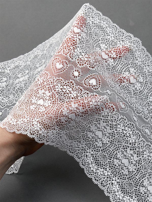 Кружево бельевое эластичное 185 мм / 2.7 м, 6185, цв.004 белый, Kruzhevo