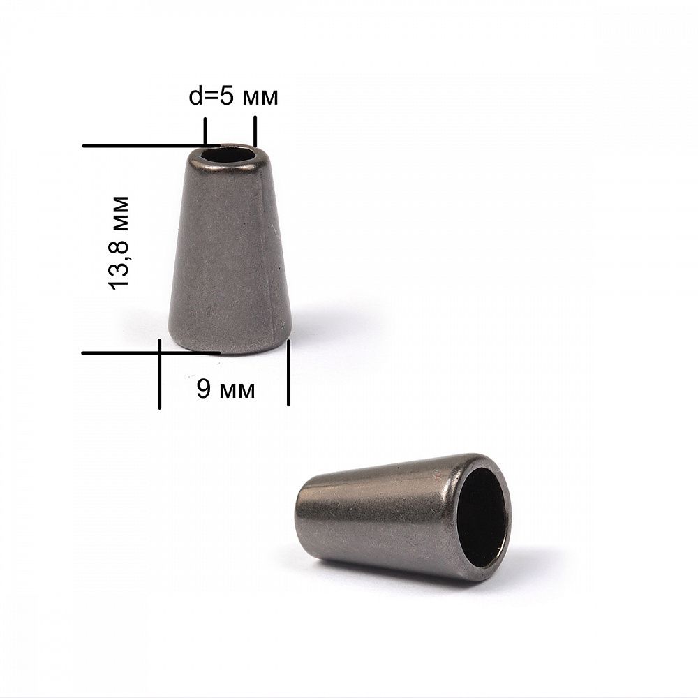 Наконечник для шнура металл 13.8х9 мм, отв.5 мм, цв. мат.черный никель, OR.0305-5331, уп. 100шт