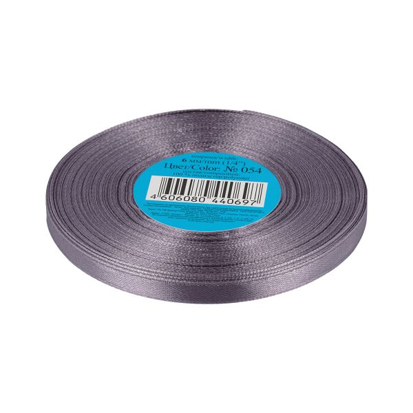 Лента атласная 1-сторонняя 6.0 мм / 33±2 метра, 054 т.серый, Gamma