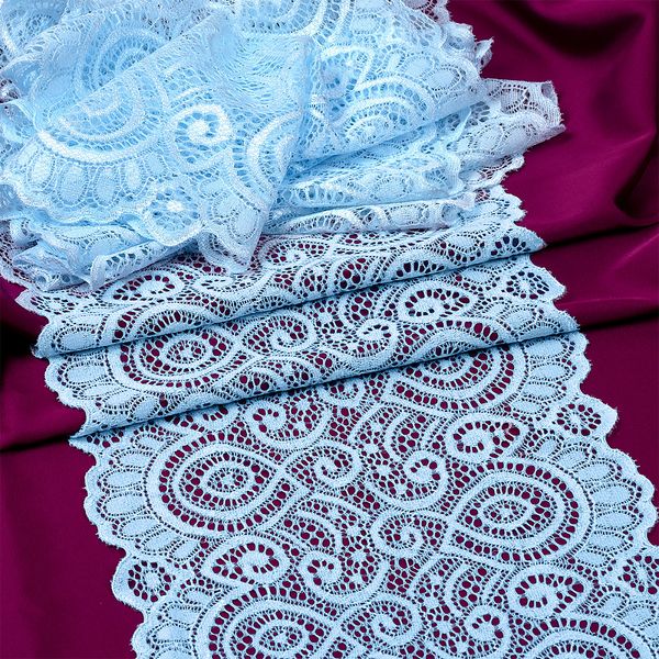 Кружево бельевое эластичное 180 мм / 3 м, TBY.L1351, цв.L3090 голубой, Kruzhevo