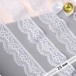 Кружево эластичное (стрейч) 25 мм, 8032, цв.01 белый уп.50м, Kruzhevo