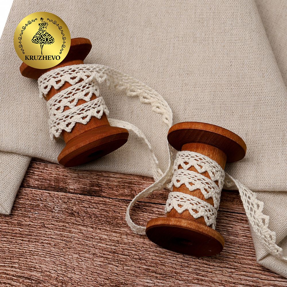 Кружево вязаное (тесьма) 10 мм / 10 метров, цв.28 молочный, Kruzhevo