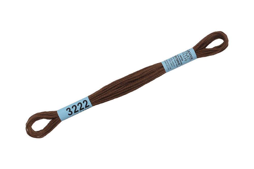 Мулине Gamma 100% хлопок, цв.3222 коричневый, 24 мотка по 8 метров