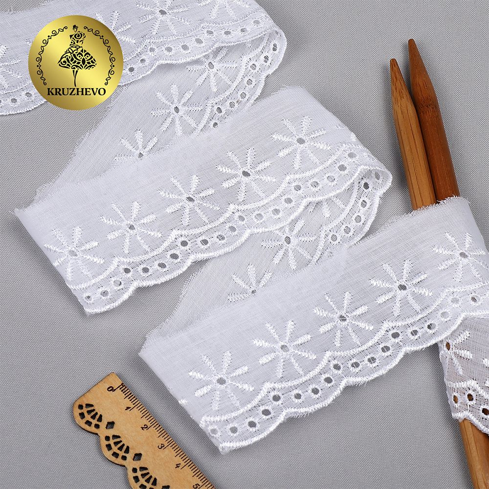 Кружево шитьё 40 мм, TBY.0342, цв.белый уп.13.71м, Kruzhevo