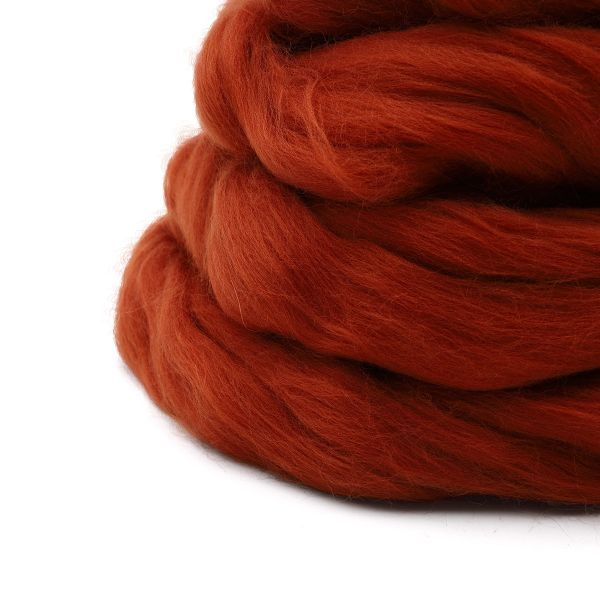 Шерсть для валяния мериносовая тонкая 100%, 100 г, цв.514 темный терракот