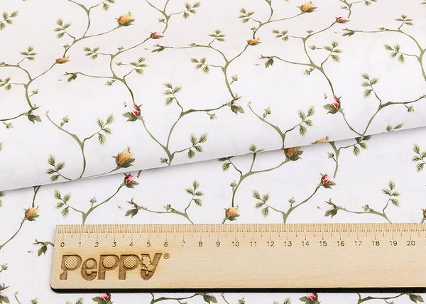 Ткань для пэчворка Peppy Версальские сады, рулон 112 см / 5 метров, ВС-06 белый, Peppy